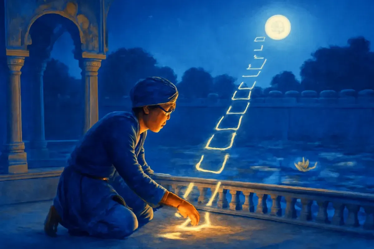 Chàng trai theo dấu chân trên không